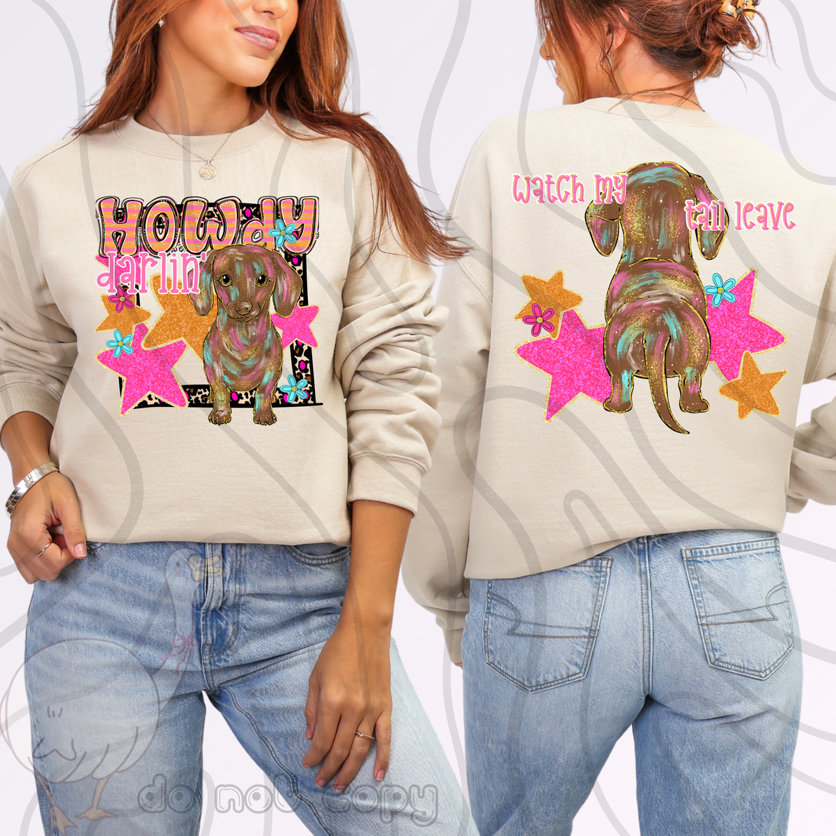 Howdy darlin' weenier dog (FRONT ONLY) (DKD) DTF Transfer