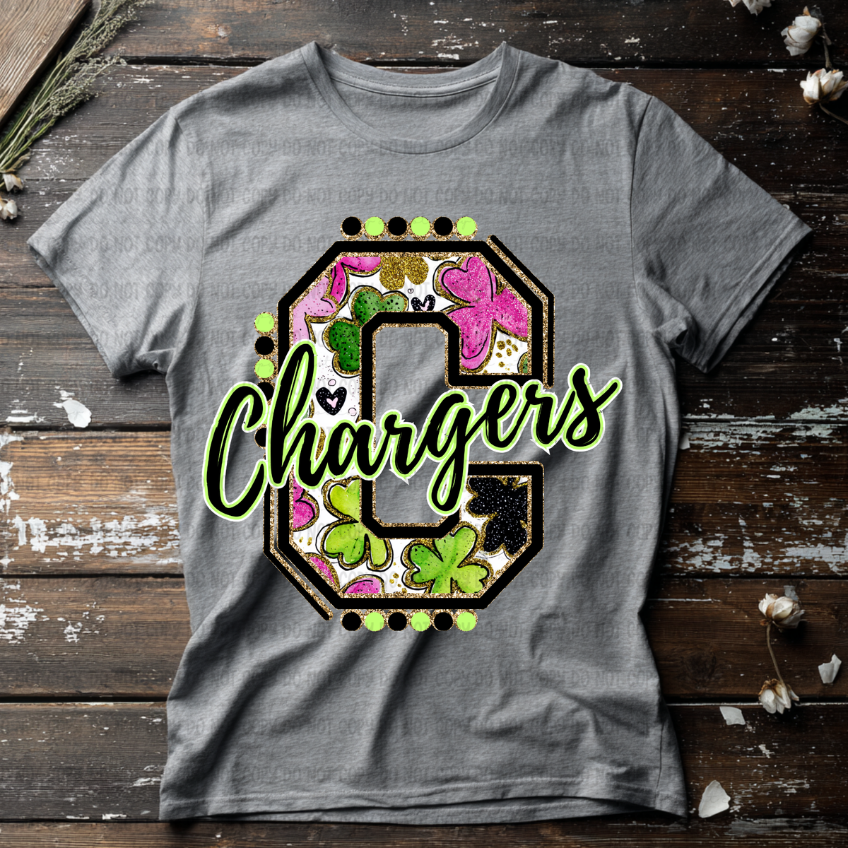 Chargers letter St. Patrick's Day PINK (Revel) DTF Transfer