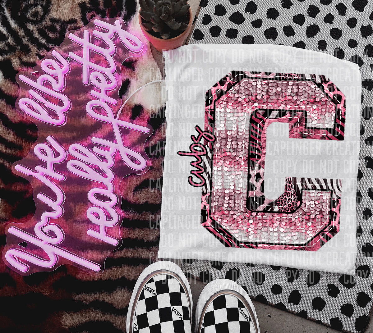 Cubs wild and pink (Caplinger) DTF transfer