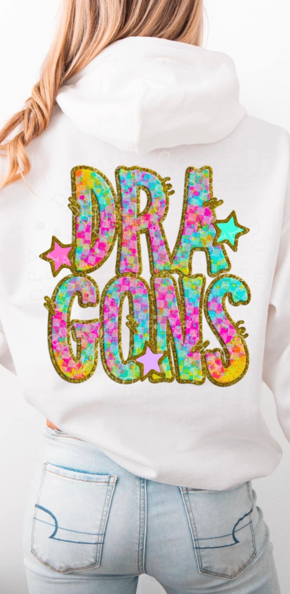 Dragons colorful checkered (C’s) 91500 DTF transfer