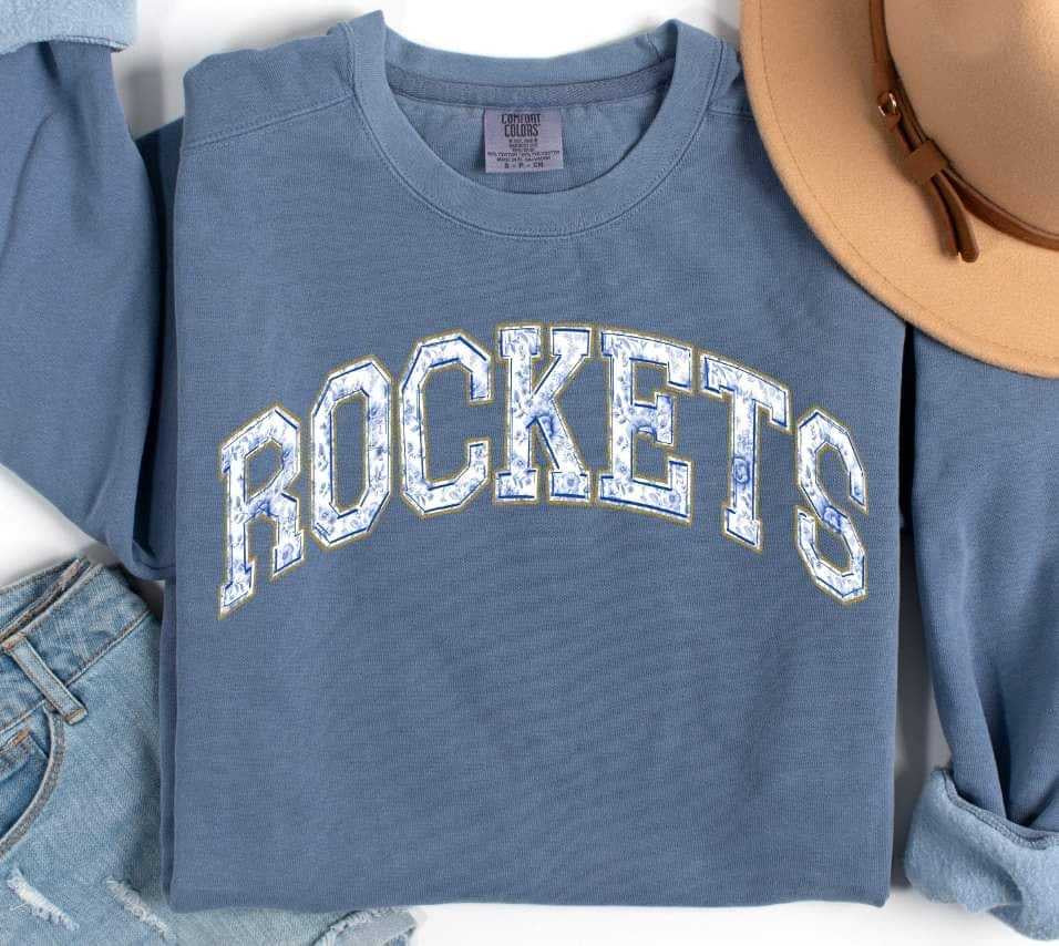 Rockets blue floral filled (S&G) 62717 DTF transfer