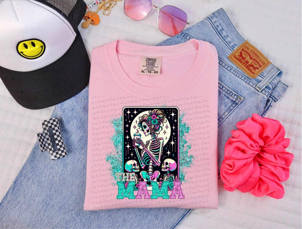 The Mama Skelly blue and pink letters DTF transfer 13959