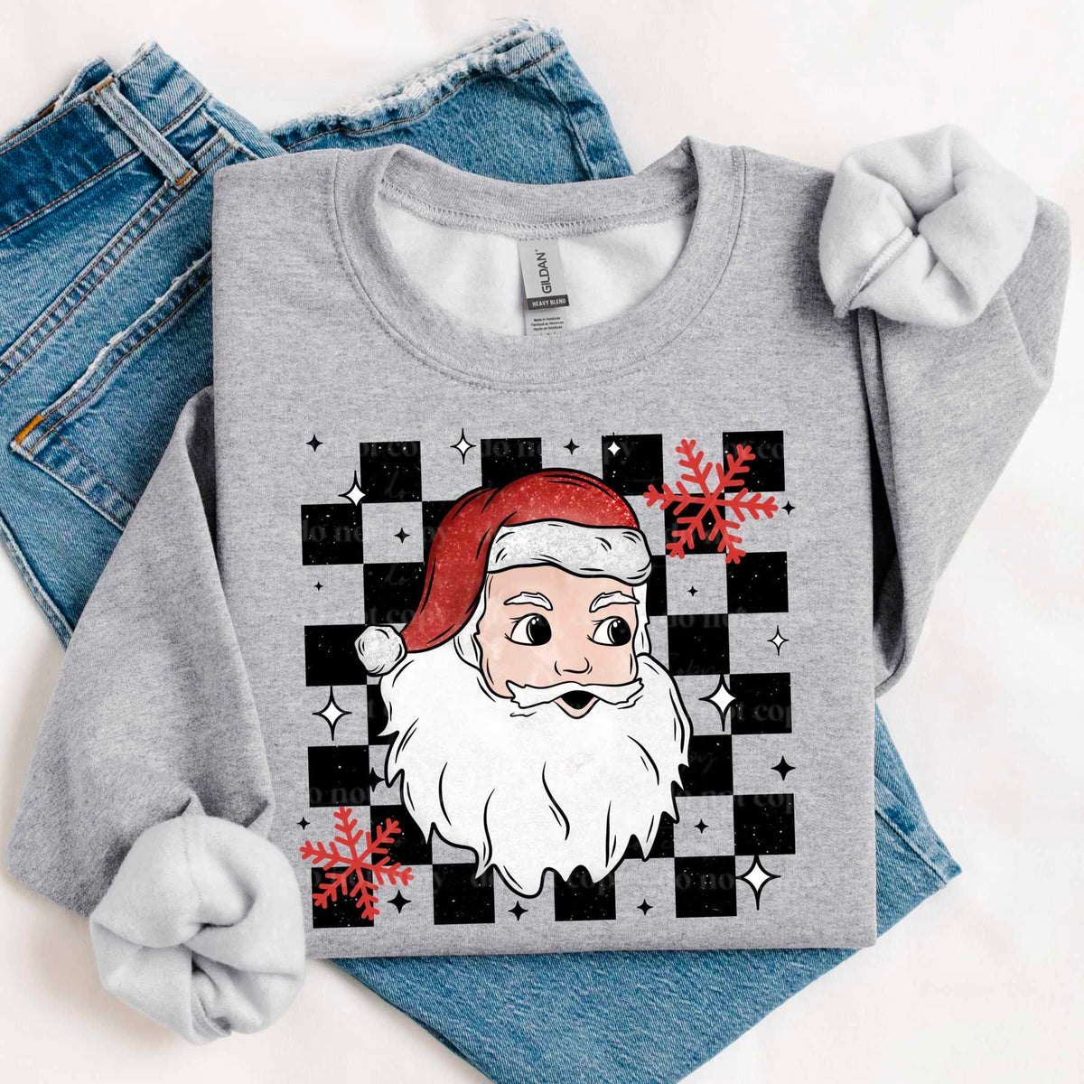 Santa checkered background light skin (CSC) 60675 DTF transfer