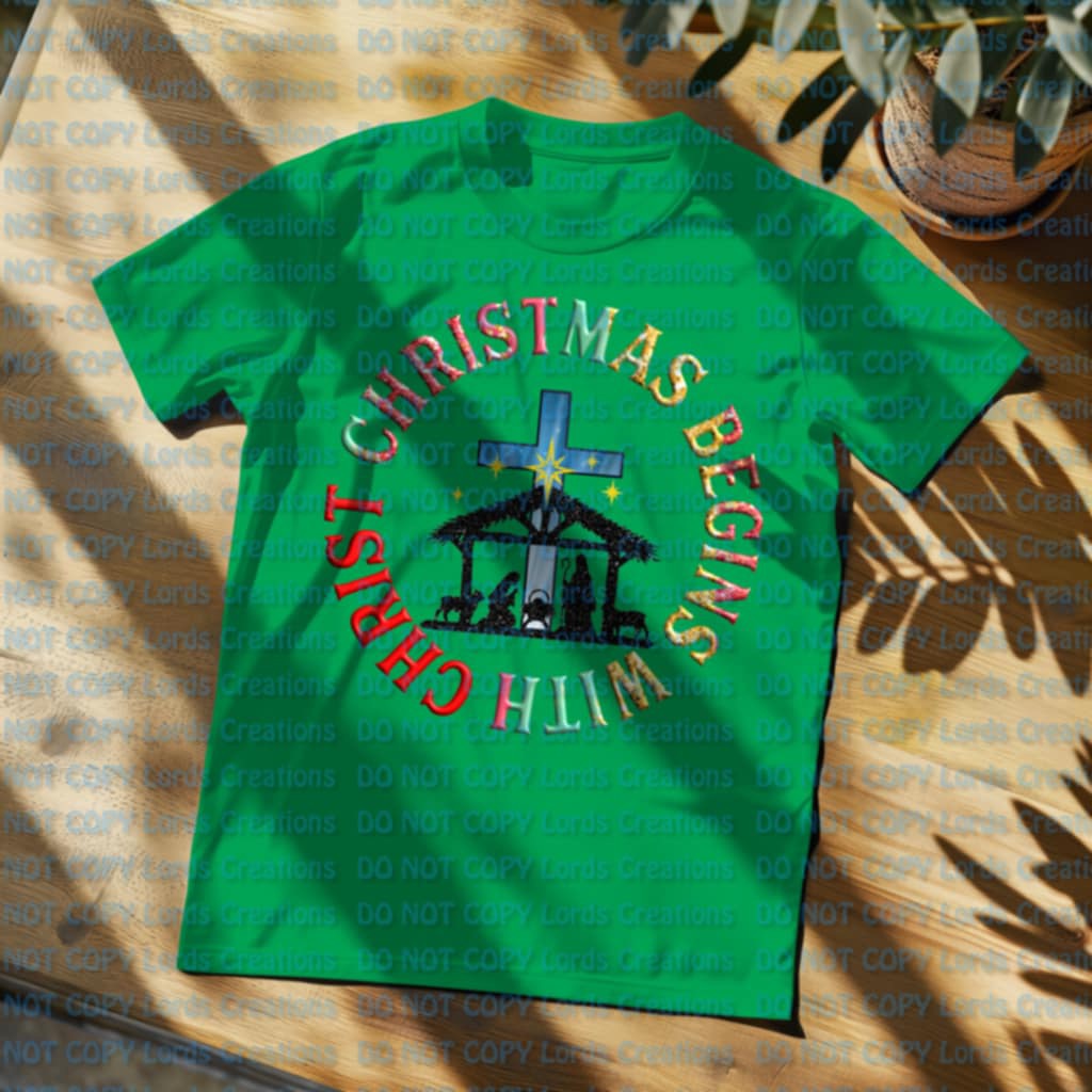 Christmas begins with Christ circle 109306 DTF transfer