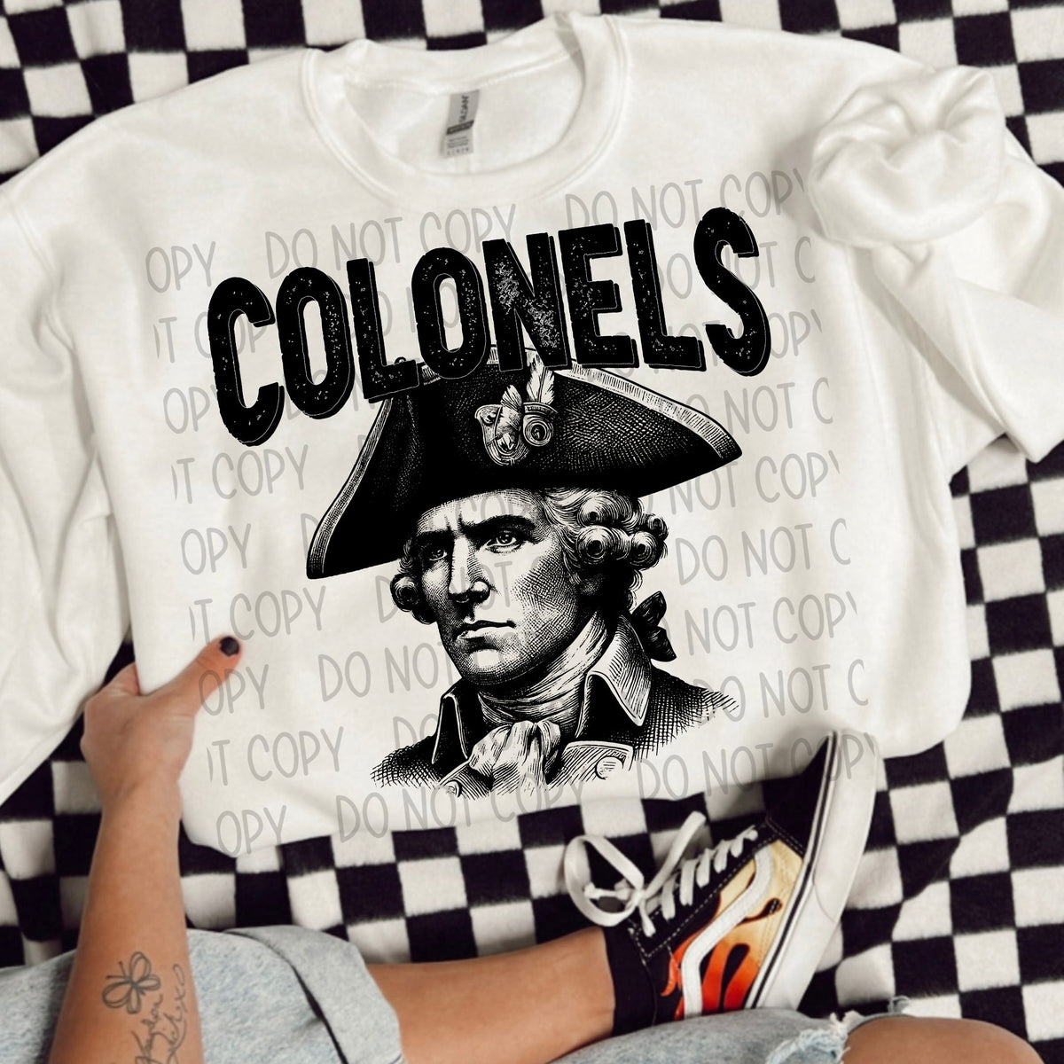 Colonels black/white outline DTF transfer