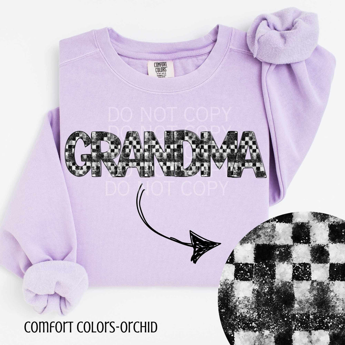 Grandma checkered and glitter (CSG) 84238 DTF transfer