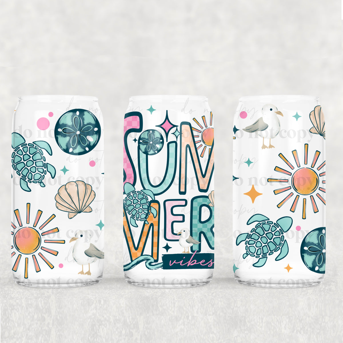 Summer vibes with turtle and sea shells (CSC) UV DTF WRAP