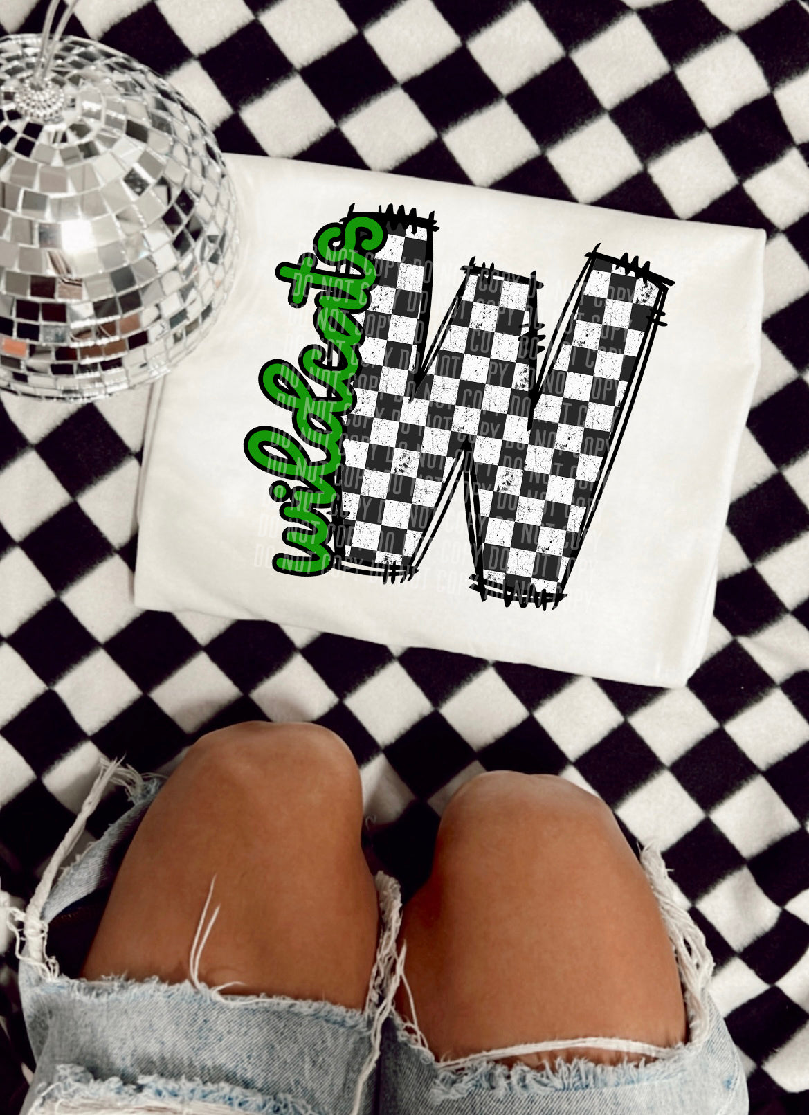 Checkered Mascot Wildcats 30823 DTF transfers