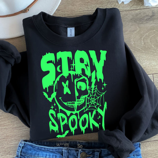 Stay Spooky Skull Green-38303-DTF transfer