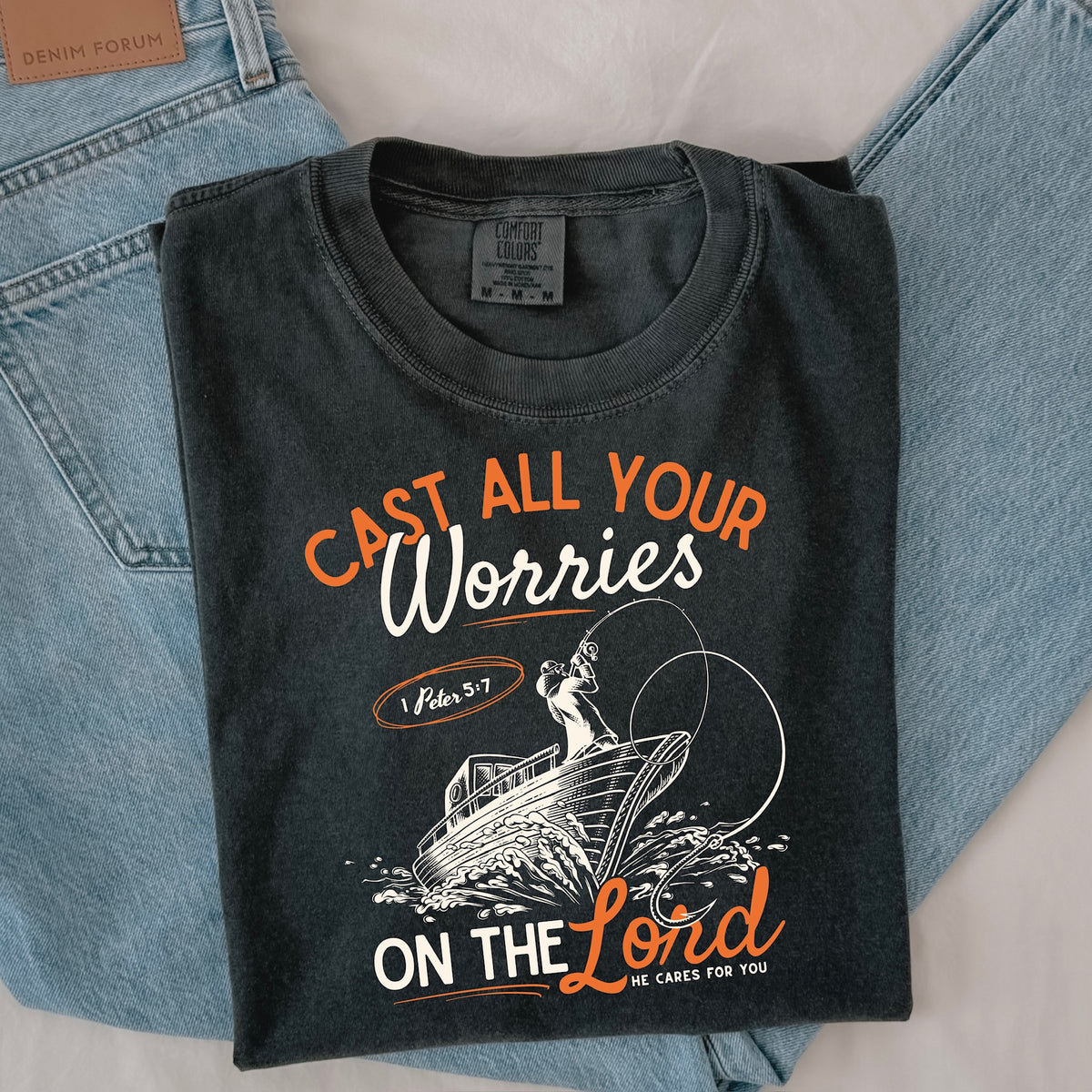 Cast all your worries (white & orange) DTF Transfer