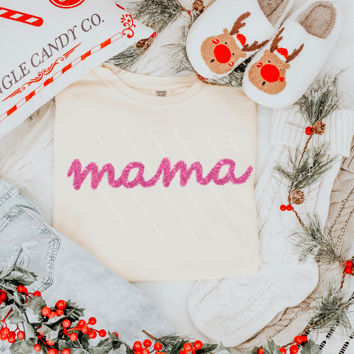 Mama tinsel PINK 111661 DTF transfer