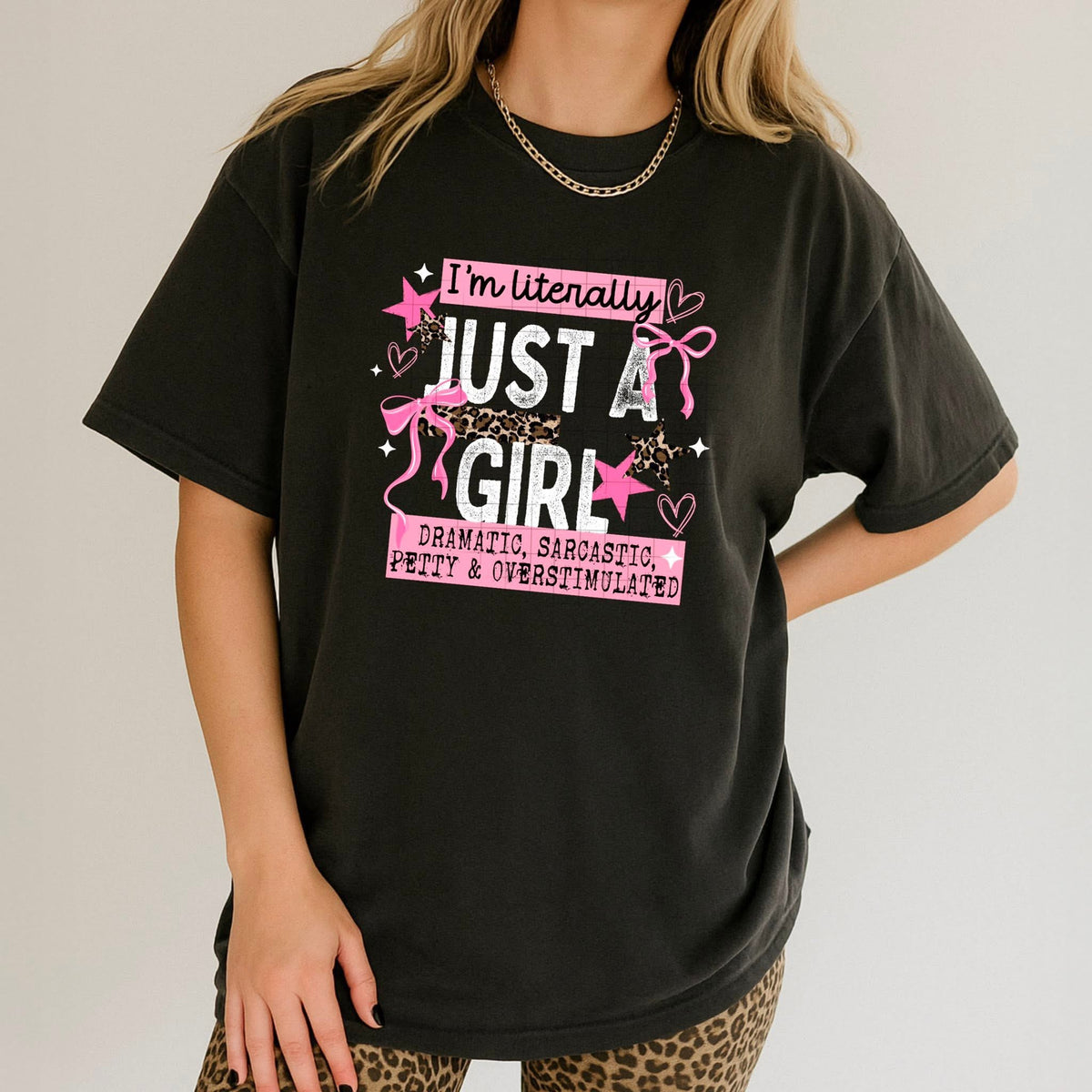Just a girl pink bows (white words) (CSC) DTF Transfer