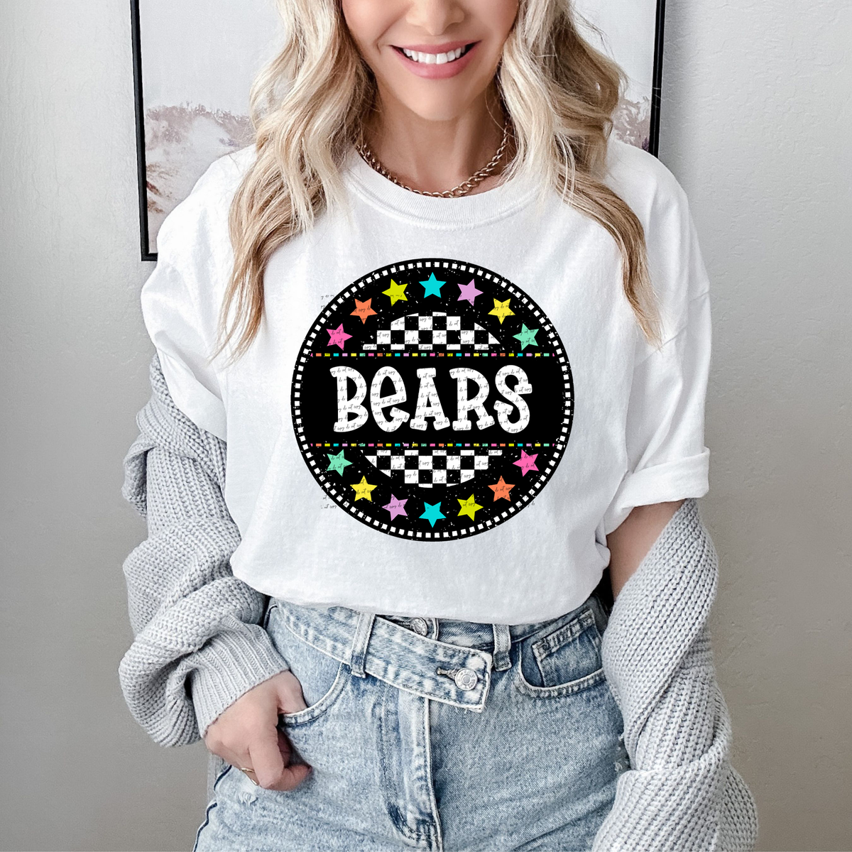 Bears (circle checkers and stars) 49698 DTF TRANSFER