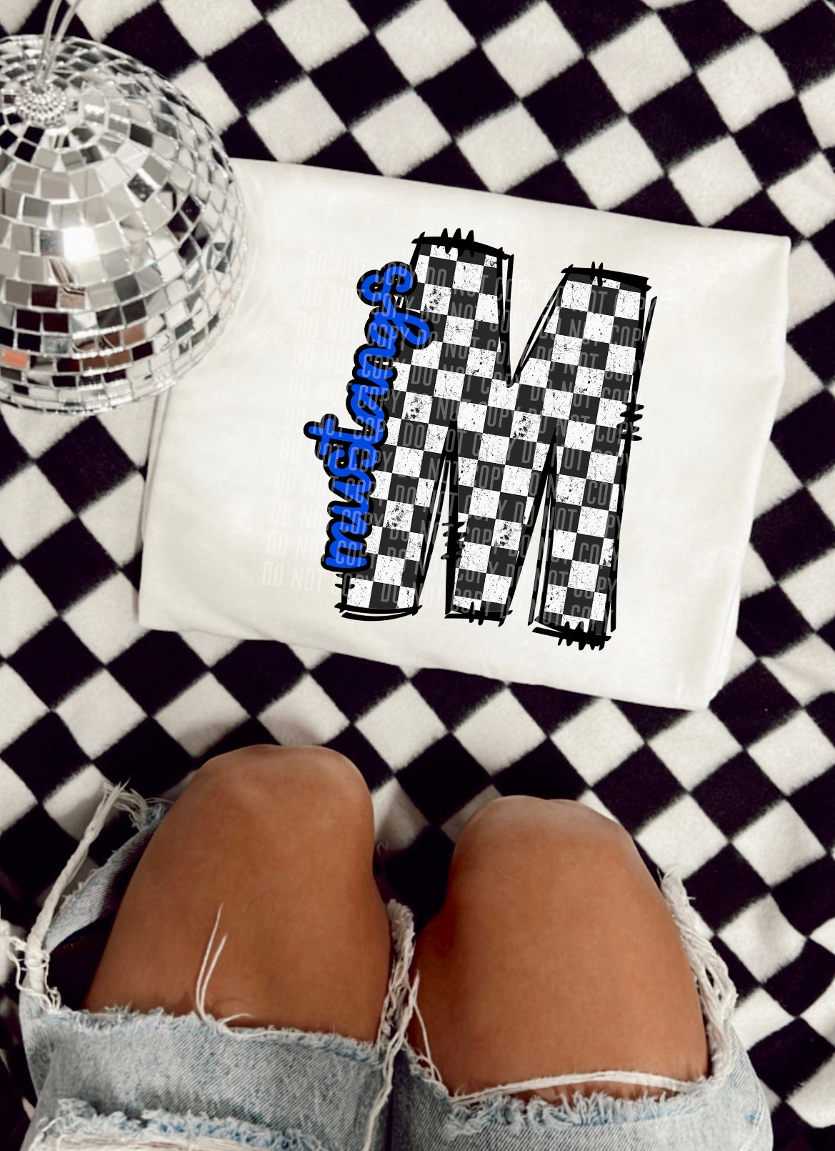 Checkered Mascot Mustangs 30825 DTF transfers