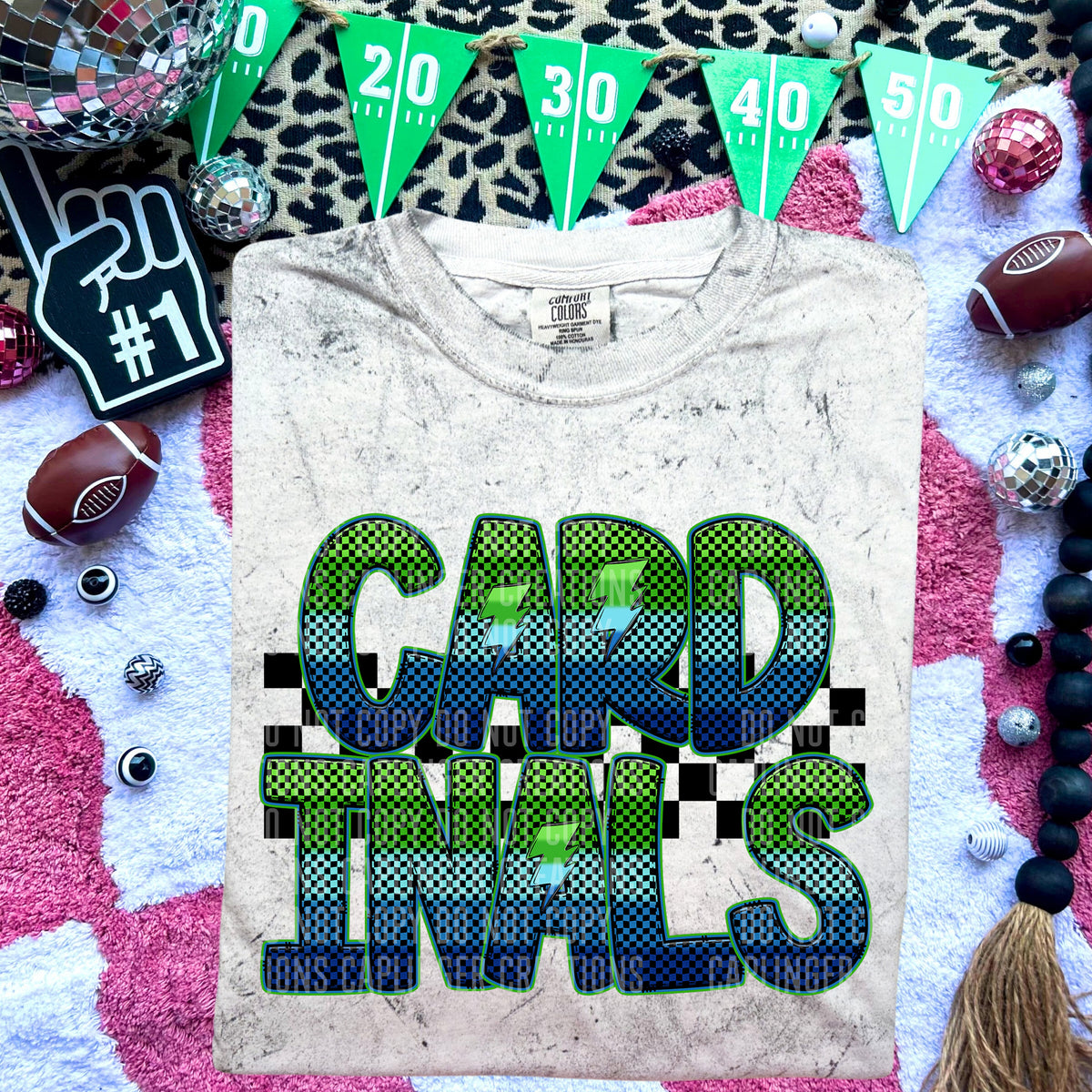 Cardinals Blue and Green Checkered (Caplinger) DTF transfer