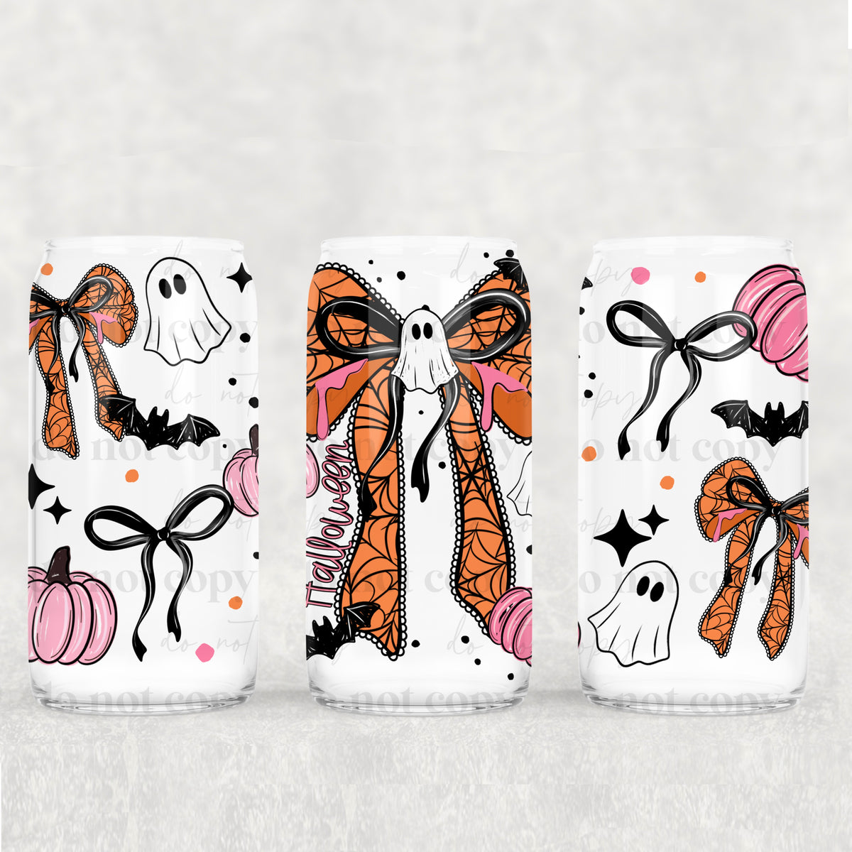 Halloween bow pink and orange (CSC) UV DTF Transfer
