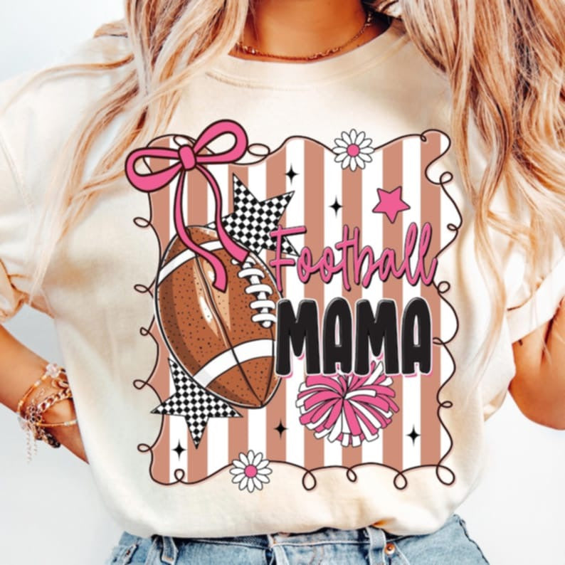 Football Mama Pink Frame DTF transfers
