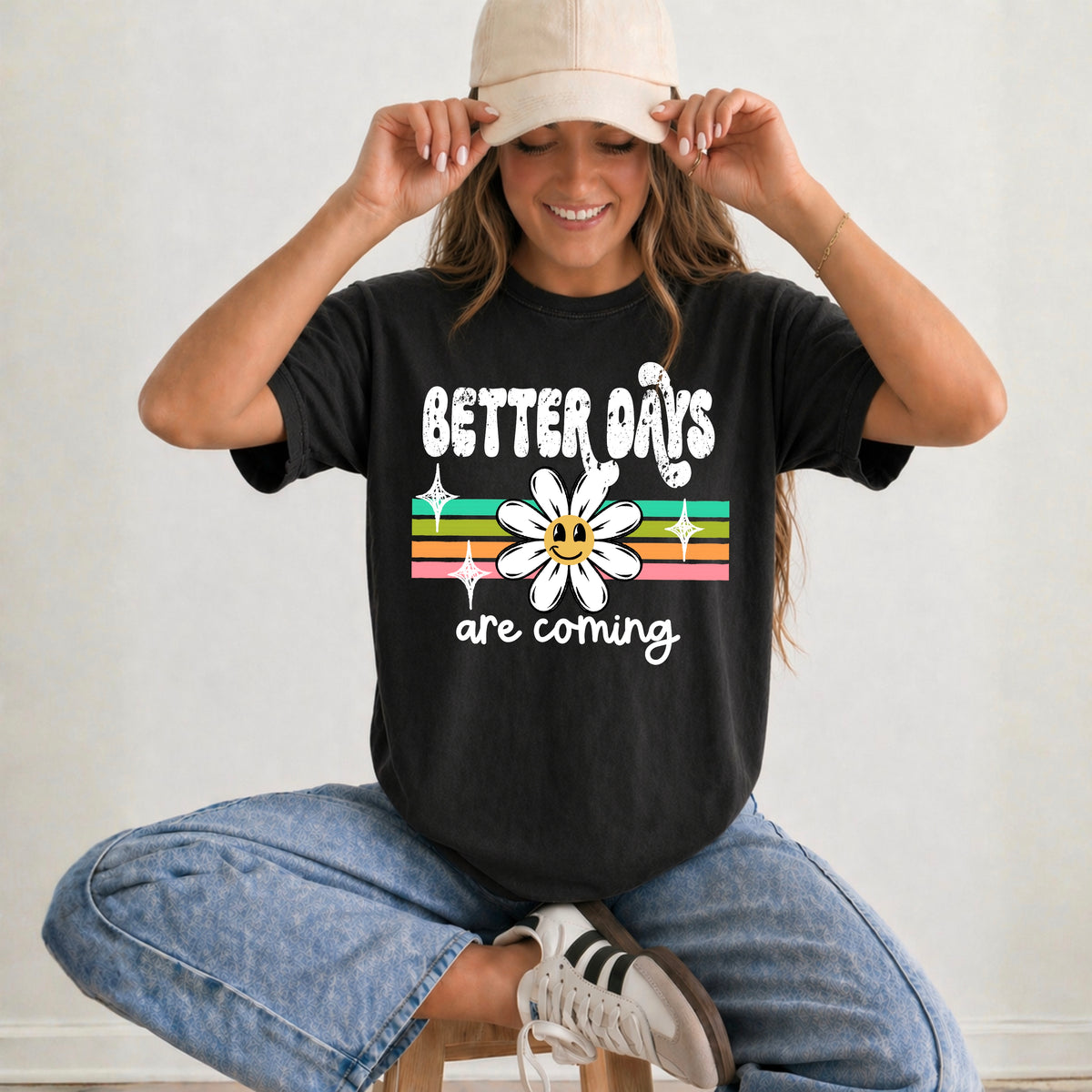 Better days happy flower (white) (CSC) DTF Transfer