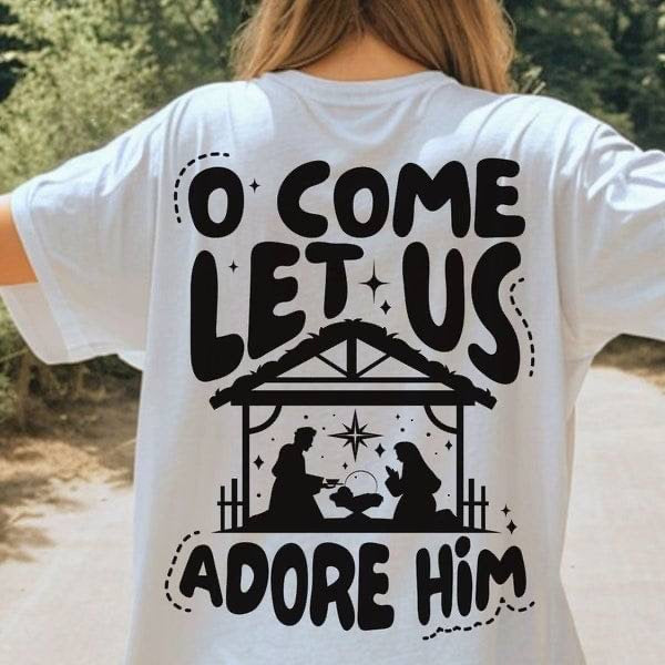O come let us adore him black (KARTA) 64071 DTF transfer