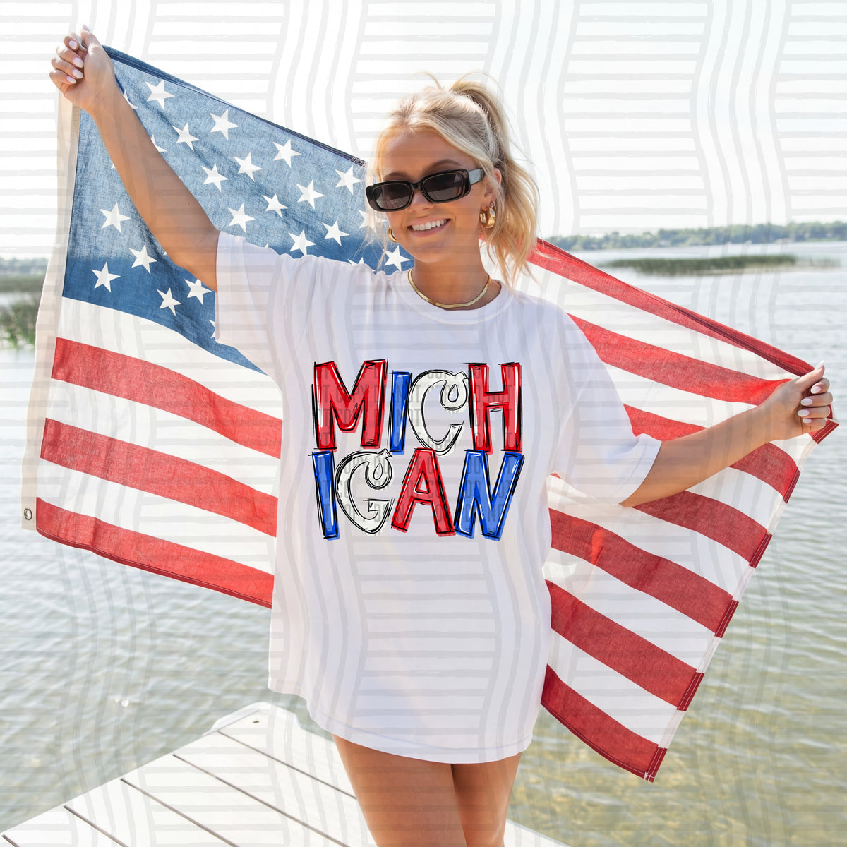 michigan patriotic rwb states messy (caplinger) DTF Transfer