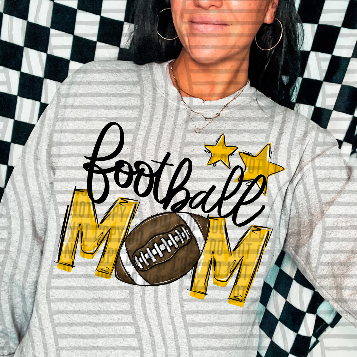 football mom gray yellow stars (Caplinger) DTF transfer