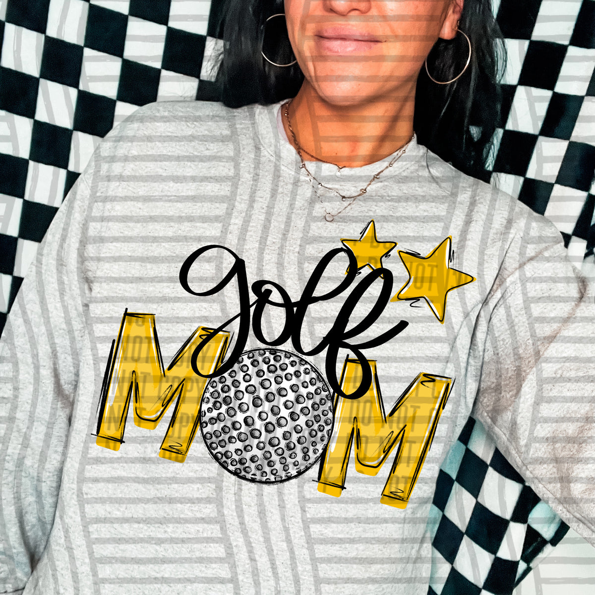golf mom gray yellow stars (Caplinger) DTF transfer