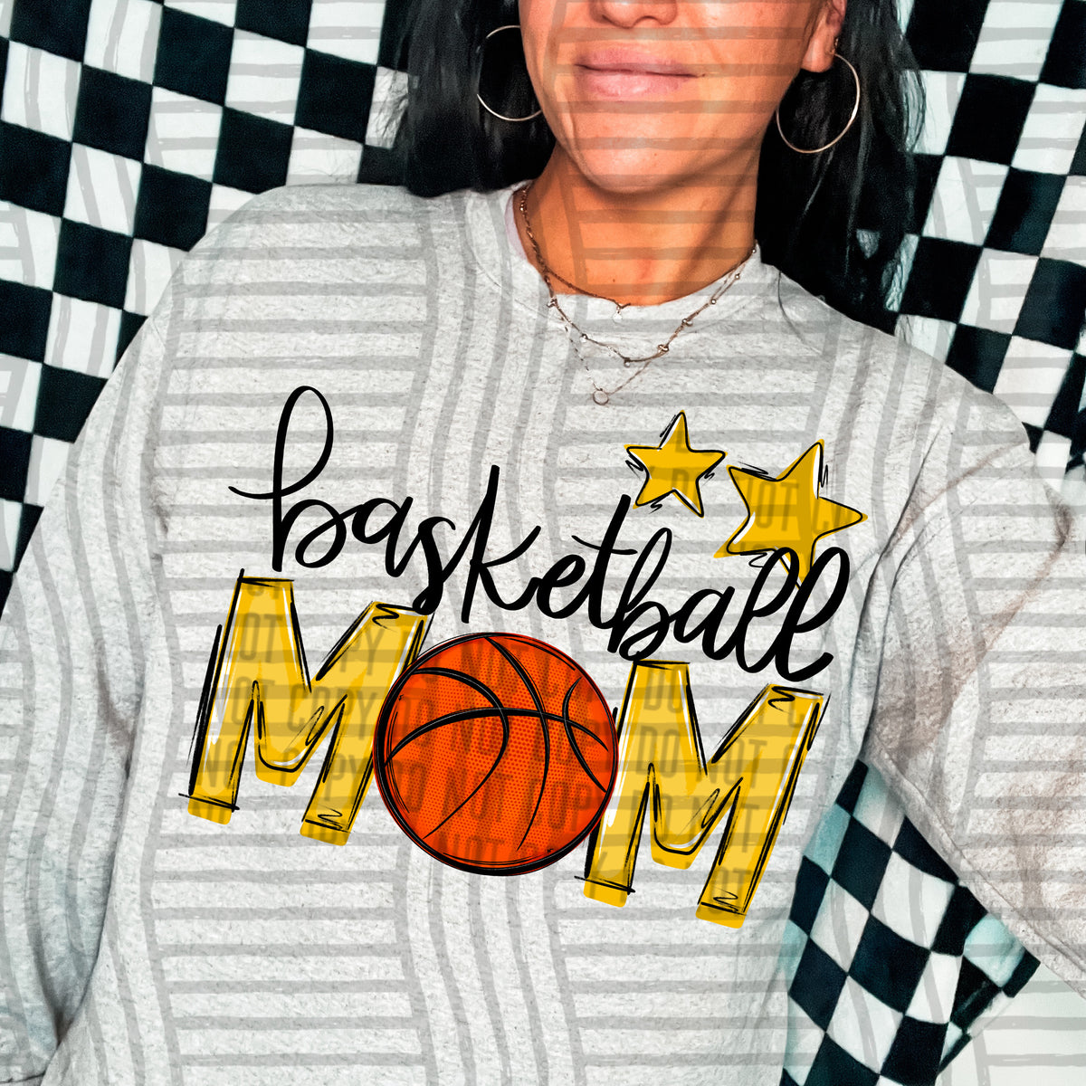 basketball mom gray yellow stars (Caplinger) DTF transfer