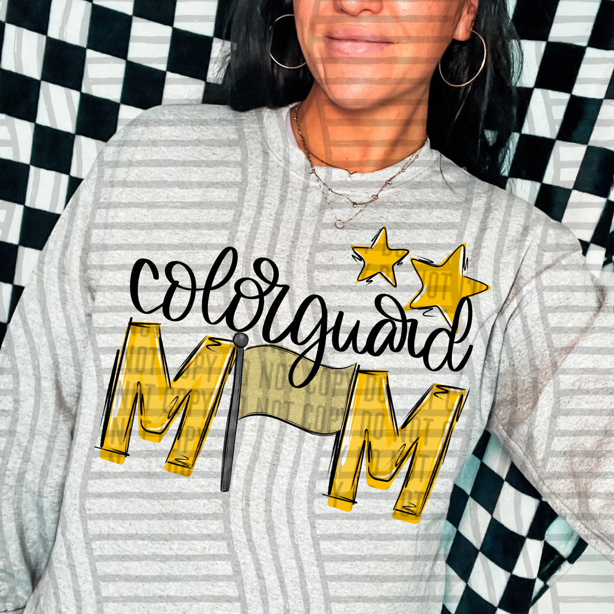 color guard mom gray yellow stars (Caplinger) DTF transfer
