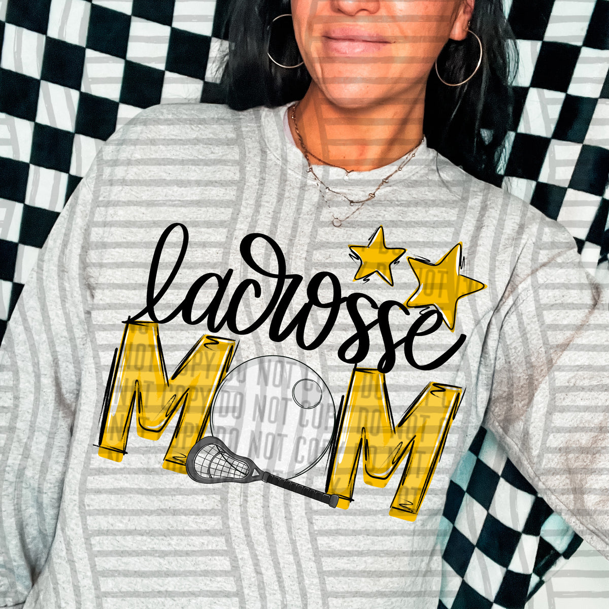 lacrosse mom yellow stars (Caplinger) DTF transfer