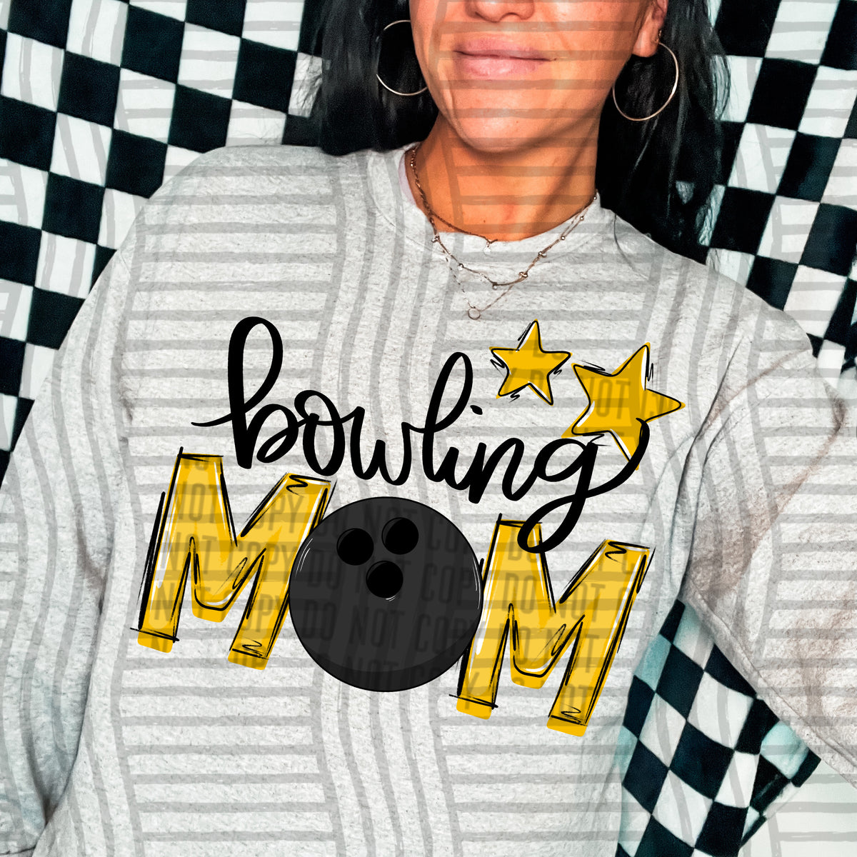 bowling mom yellow stars (Caplinger) DTF transfer