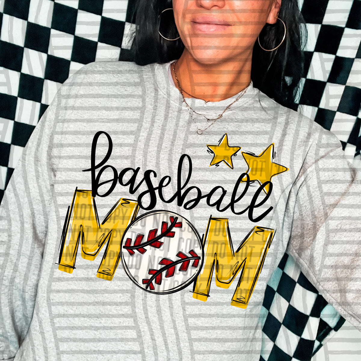 baseball mom yellow stars (Caplinger) DTF transfer