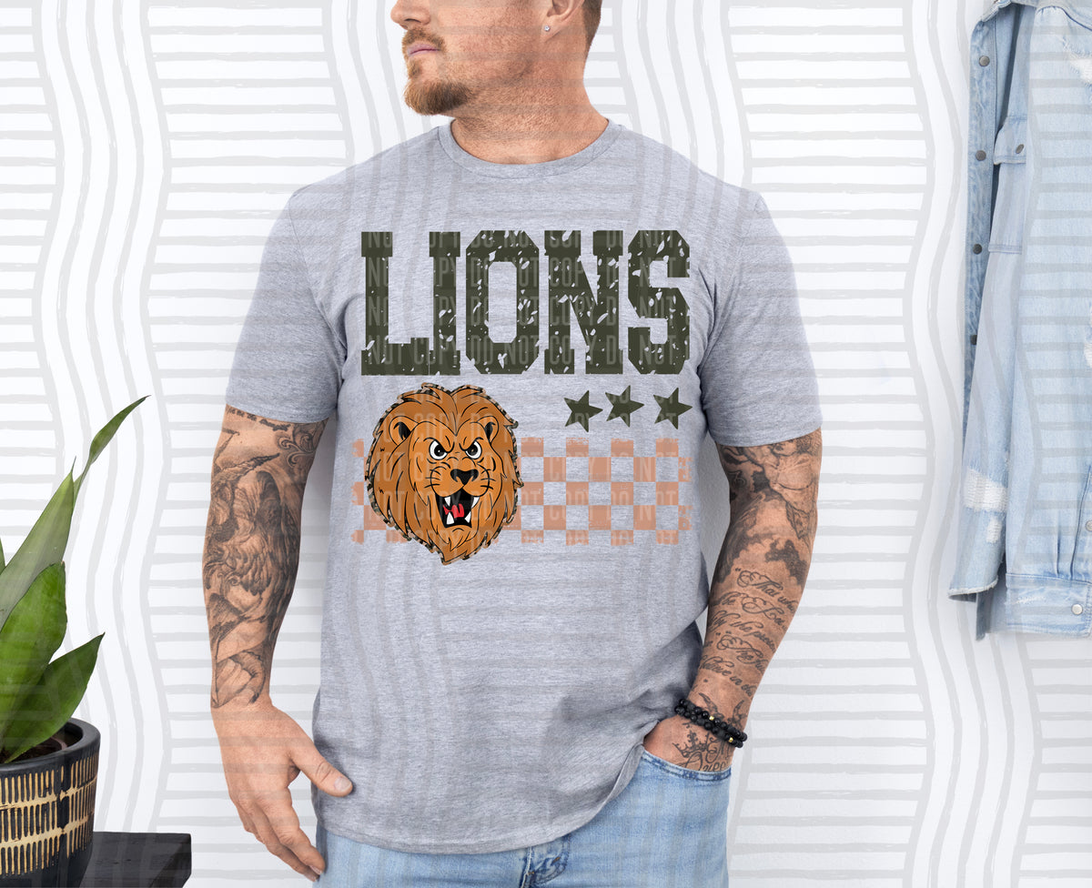 Lions Tan Checker (Caplinger) DTF Transfers