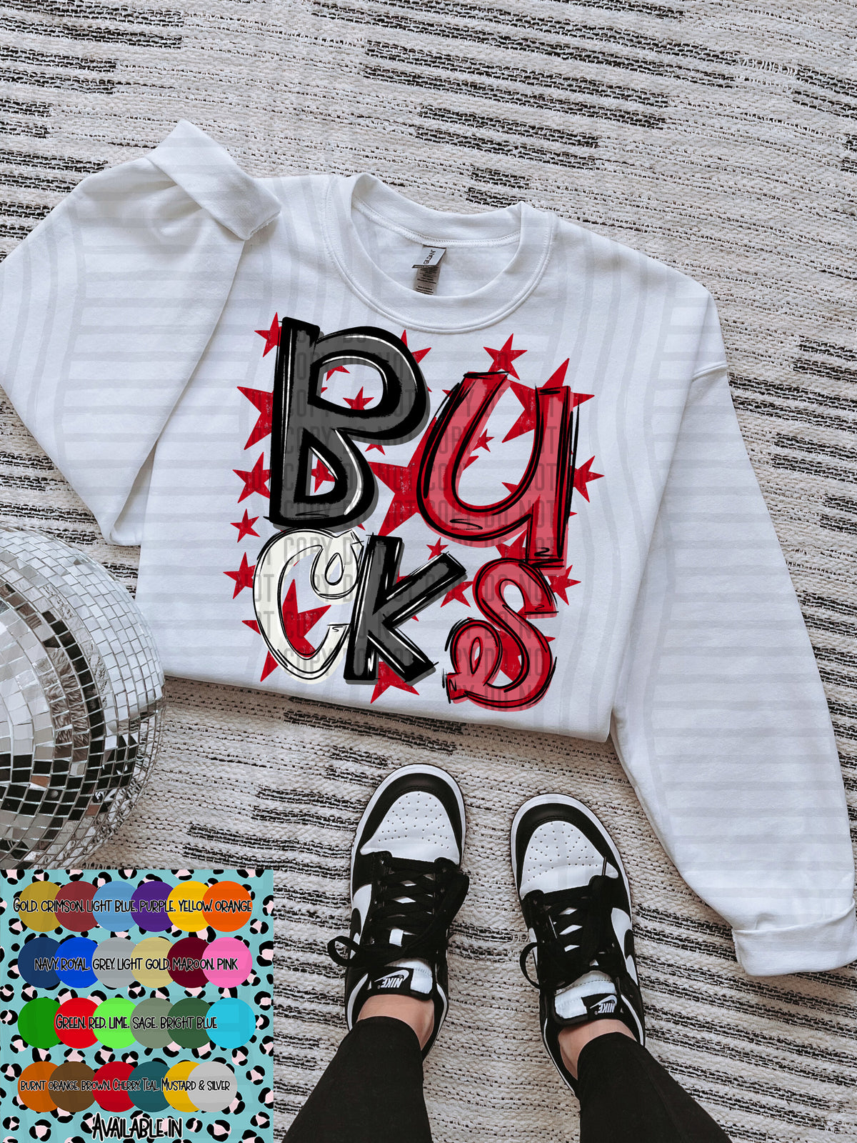 bucks black white and red with red stars (Caplinger) DTF Transfer