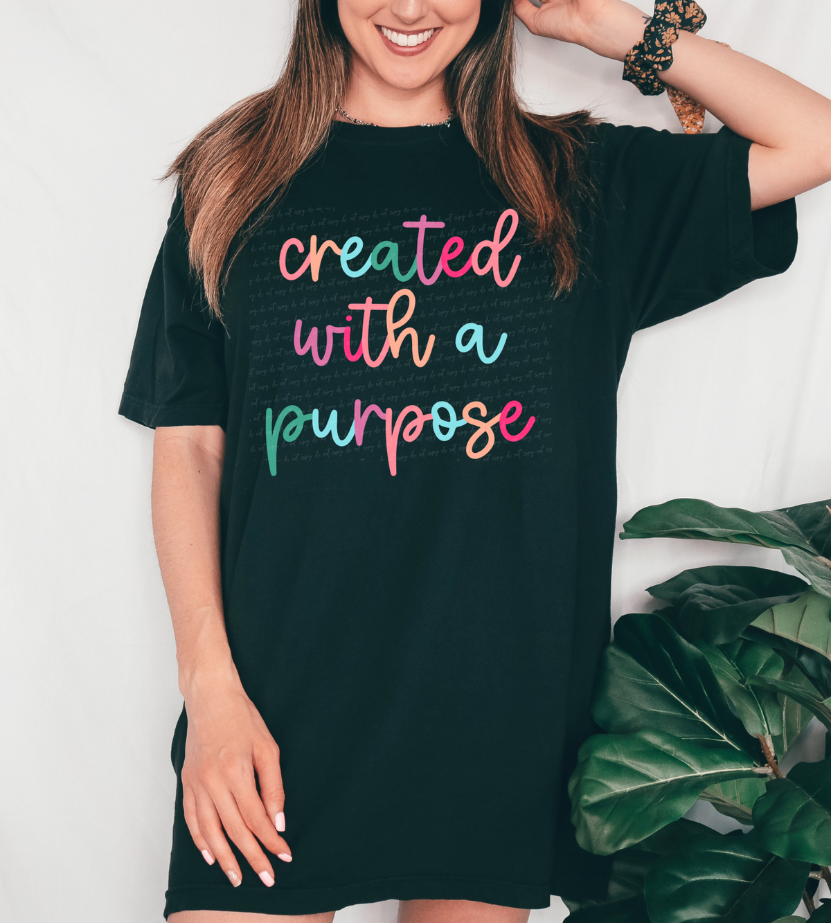 Created with a purpose colorful cursive 28808 DTF Transfer