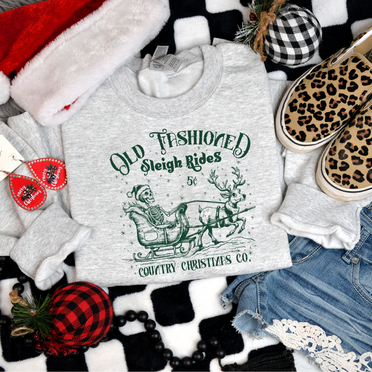 Old Fashioned Sleigh Rides (GREEN) 68365 DTF Transfer