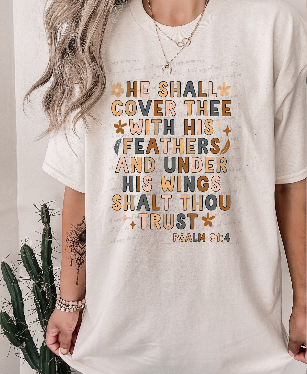 He shall cover thee with his feathers muted  28925 DTF Transfer