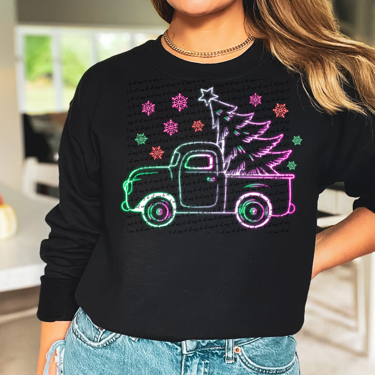 Neon Christmas truck 68545 DTF Transfer