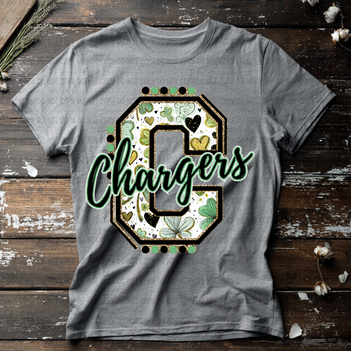Chargers letter St. Patrick's Day GREEN (Revel) DTF Transfer