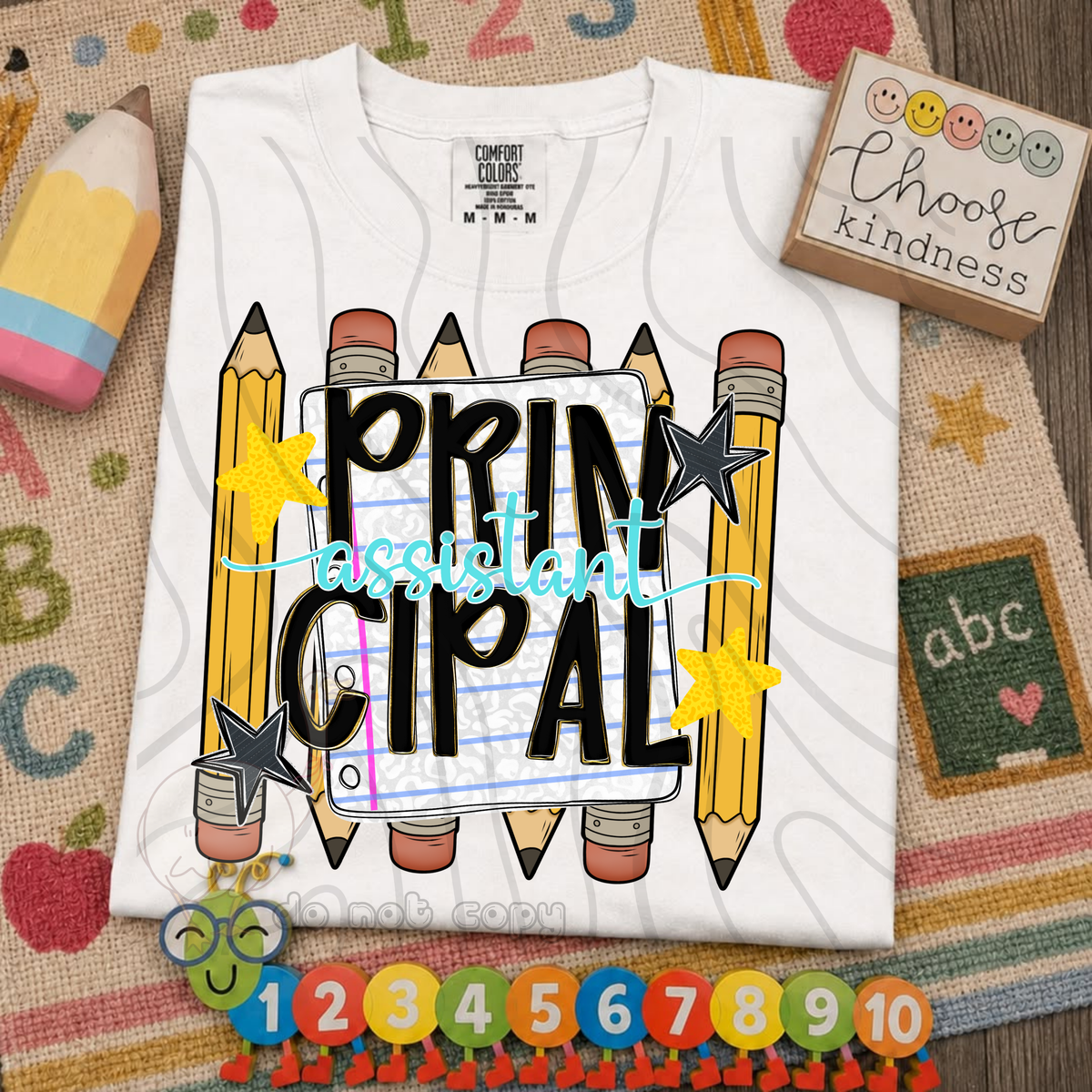 Assistant principal pencil and stars (DKD) DTF transfer