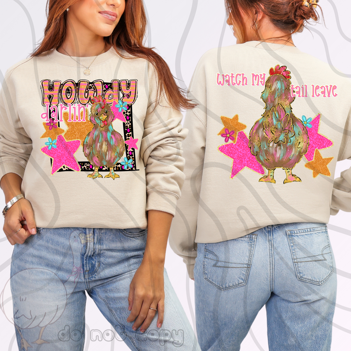 Howdy darlin' chicken (FRONT ONLY) (DKD) DTF Transfer