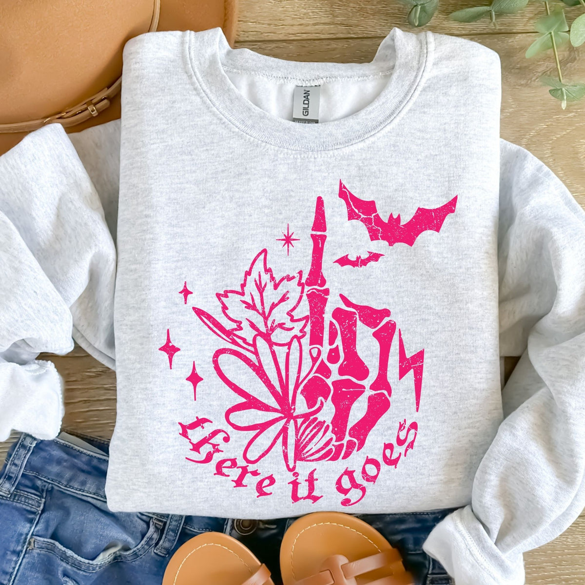 There it goes Pink Distressed-38292-DTF transfer