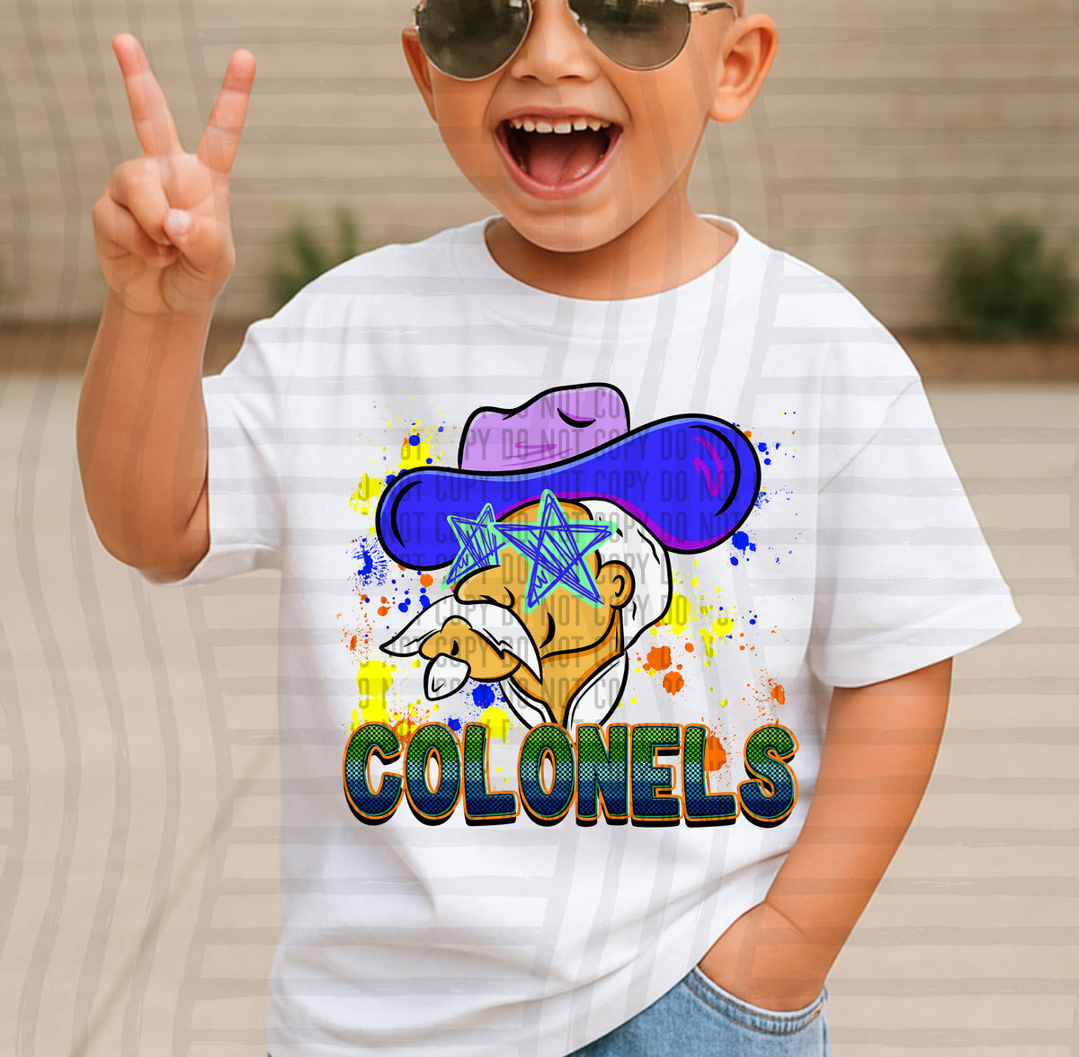 colonels paint splatter boy blue green and yellow (Caplinger) DTF Transfer