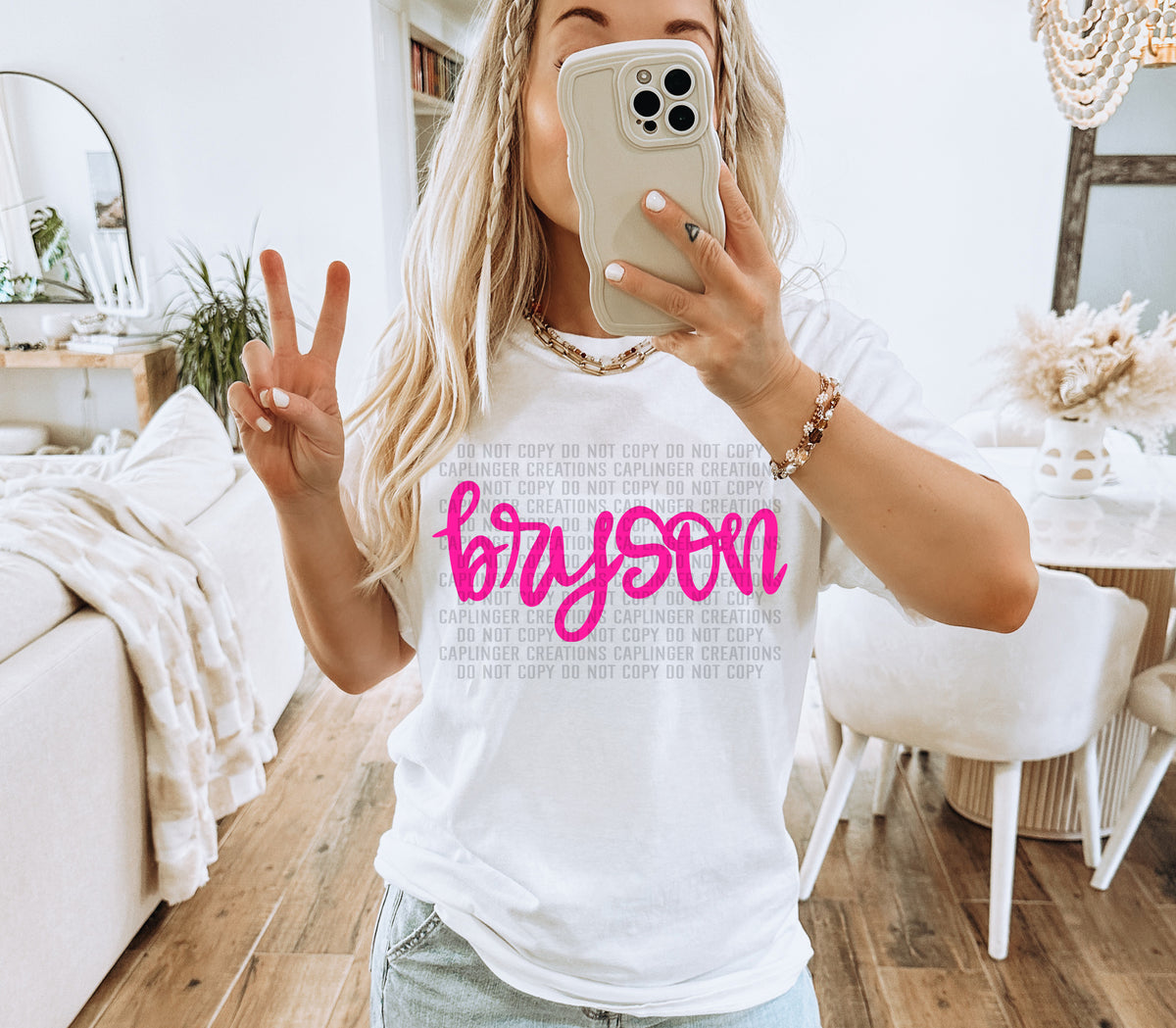 Bryson Pink Hand Lettering (Caplinger) DTF transfer