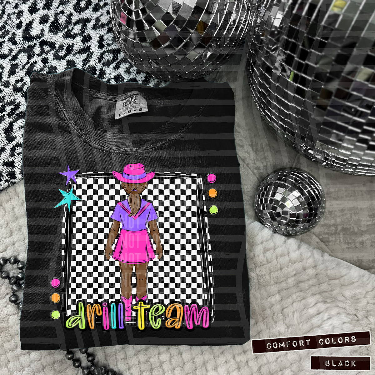 Drill team preppy colorful dark skin brown ponytail (Caplinger)