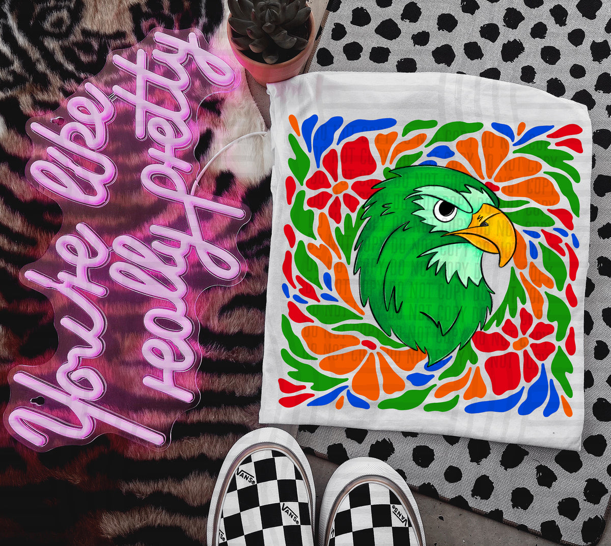 Green Hawk Retro Floral (Caplinger) 101135 DTF transfer