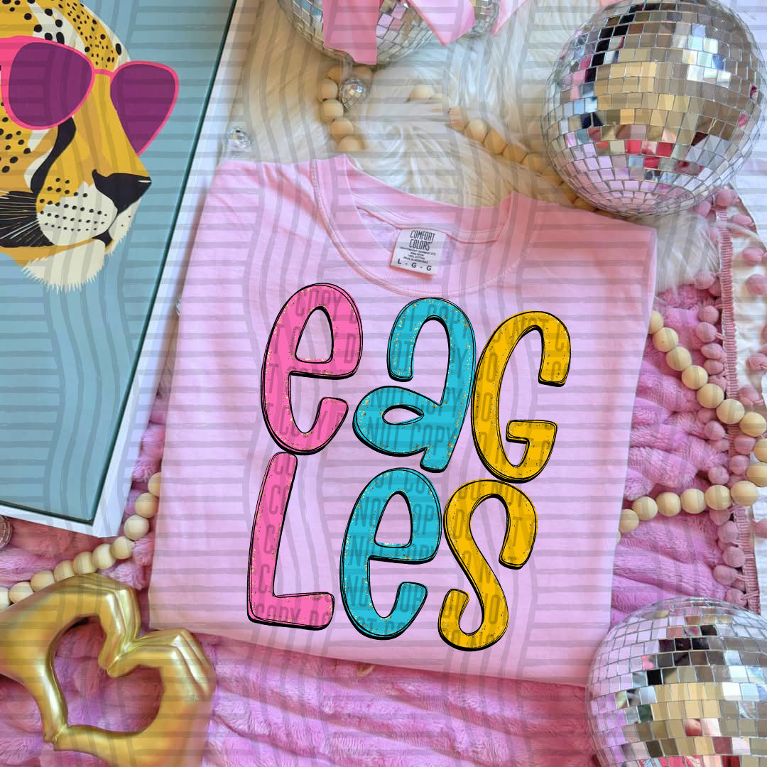 blue yellow and pink eagles stacked (Caplinger) DTF Transfer