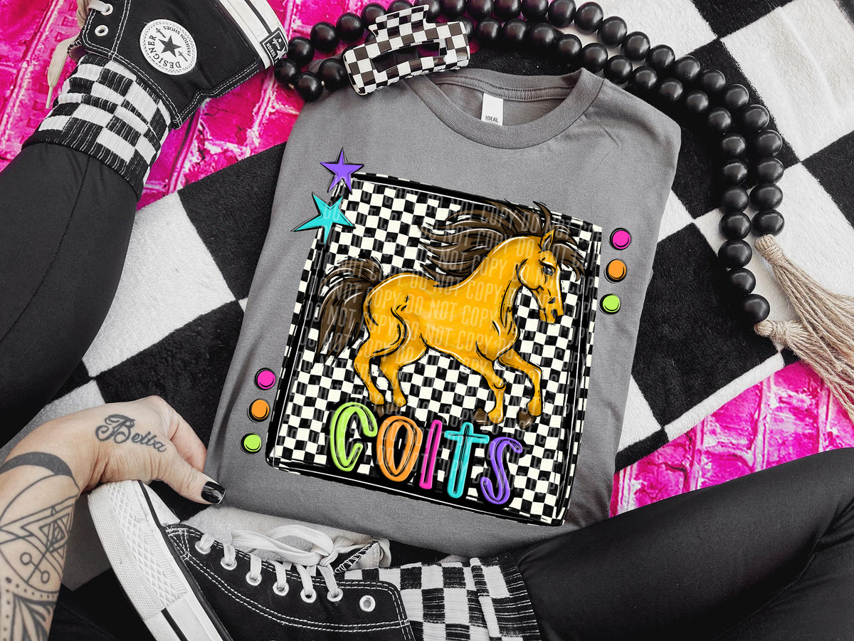 Checkered Preppy Bright Colts Yellow (Caplinger) DTF transfer