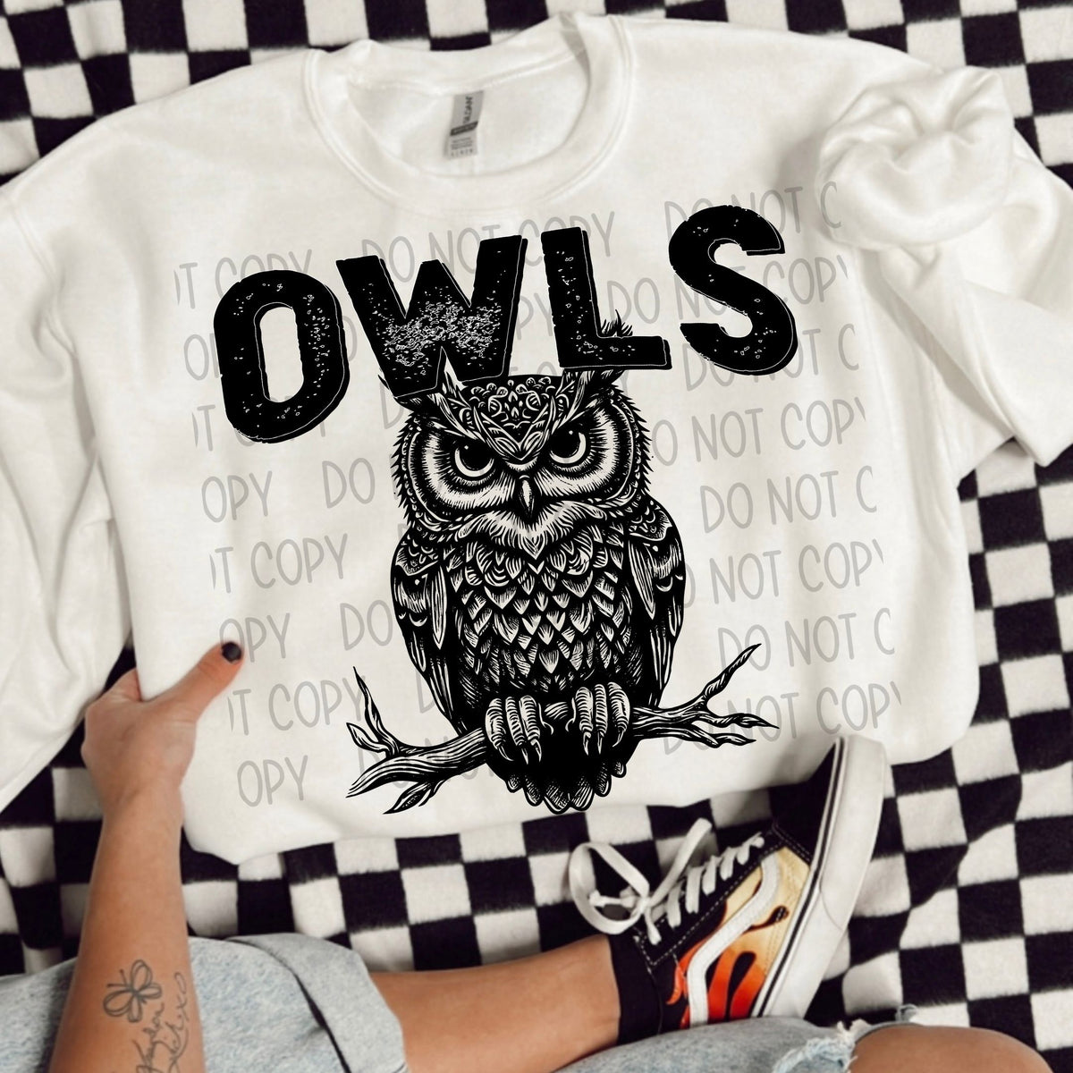 Owls black/white DTF transfer