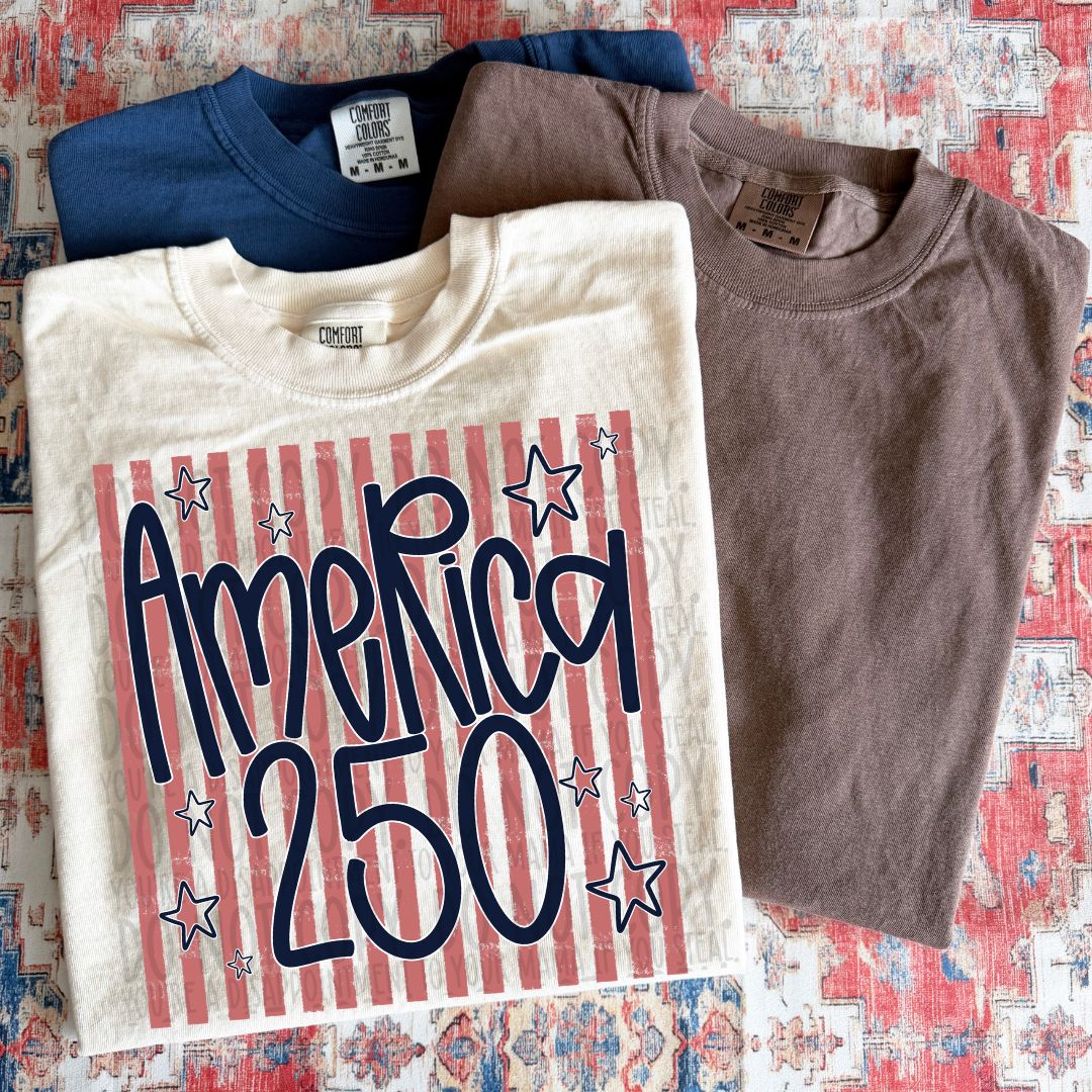 America 250 (red stripes, blue words) (SWD) DTF Transfer