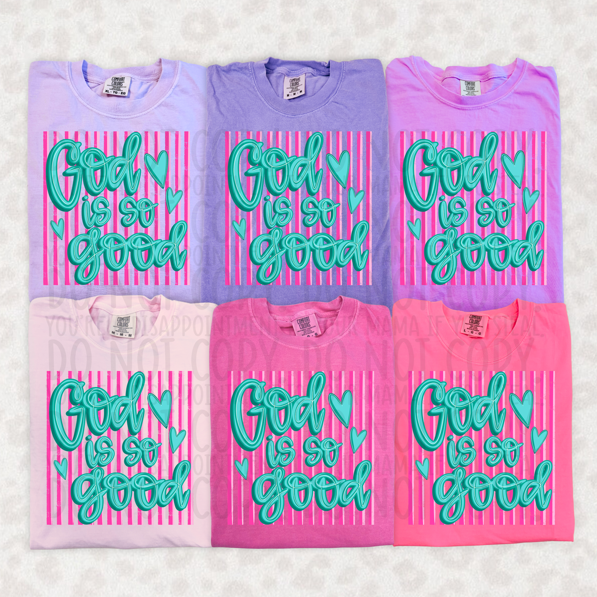 God is good pink stripes (SWD) DTF transfer